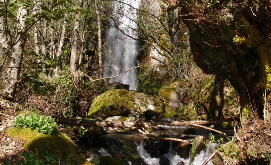 Cascada de agua en el campo